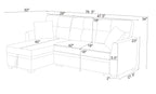 76.5' Linen Blend Upholstered Sectional with Pull-Out Bed and Chaise Storage - Grand Goldman Shop