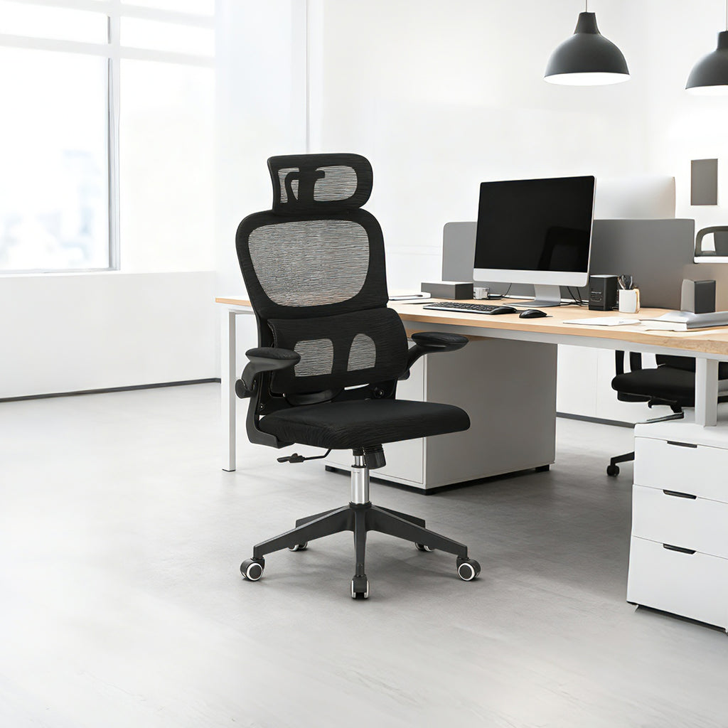 High Back Ergonomic Office Chair with Mesh Fabric, Black, Big and Tall Design for Home Office, Task Chair with Tilt Function,
