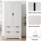 72' Modern Fluted Kitchen Pantry Cabinet with 2 Large Drawers & 8-Door Spice Rack, White MDF Freestanding Storage Organizer for Bathroom, Dining Room, Office, Entryway - Grand Goldman Shop