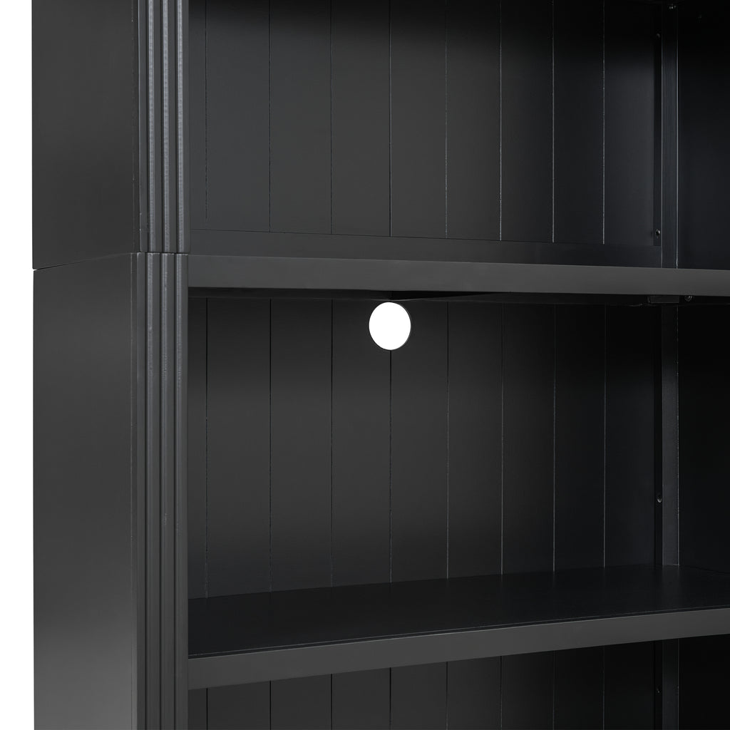 83' Tall Wood Bookcase Suite with light strip ,5-Tier Home Decor Bookcase Suite with Adjustable Shelves,Storage Organizer,Fre