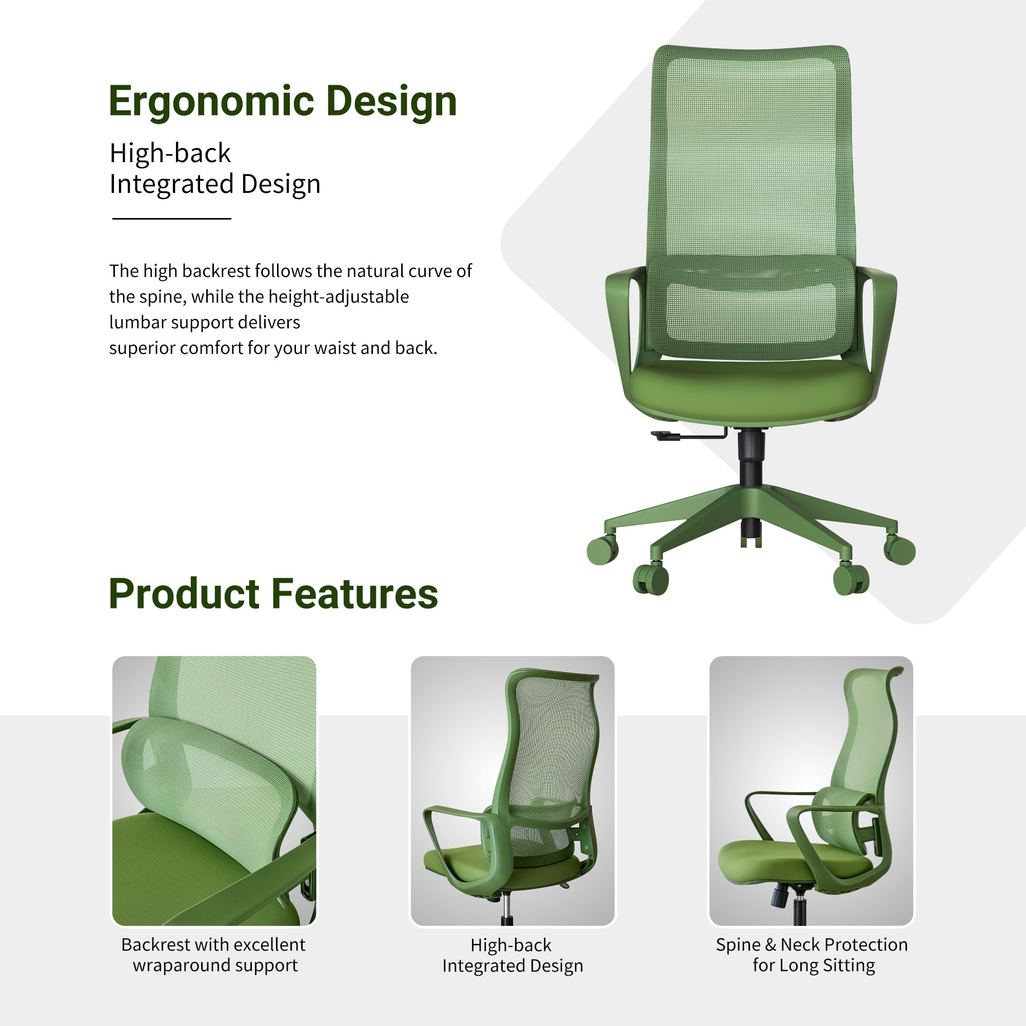 Ergonomic Colorful Office Chair 350LBS Home Office Mesh Breathable High Back, With Adjustable Lumbar Support Computer Chair, 