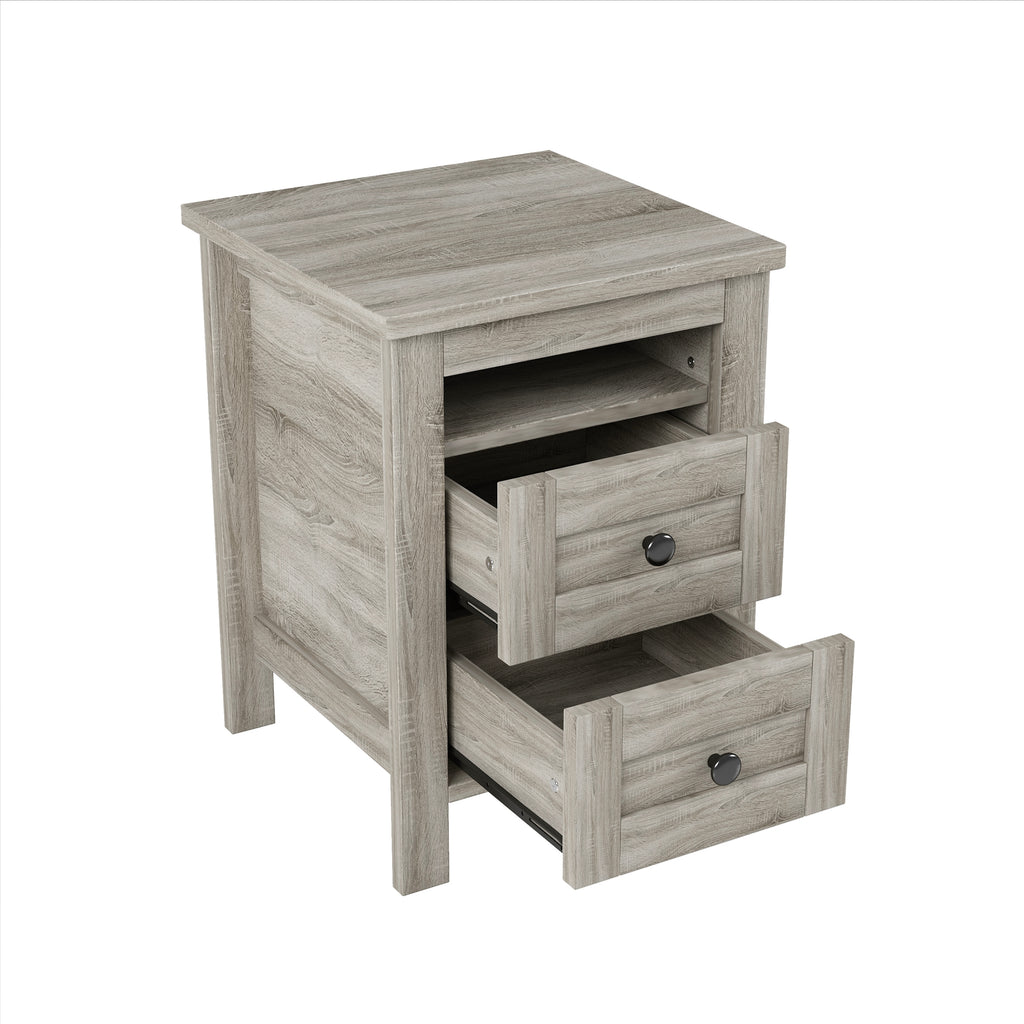 3-Pieces Bedroom Sets Queen Size Farmhouse Platform Bed with Double Sliding Door Storage Headboard and Charging Station, Storage Nightstand and Dresser, Antique Gray(Old SKU HL000092AAG) - Grand Goldman Shop