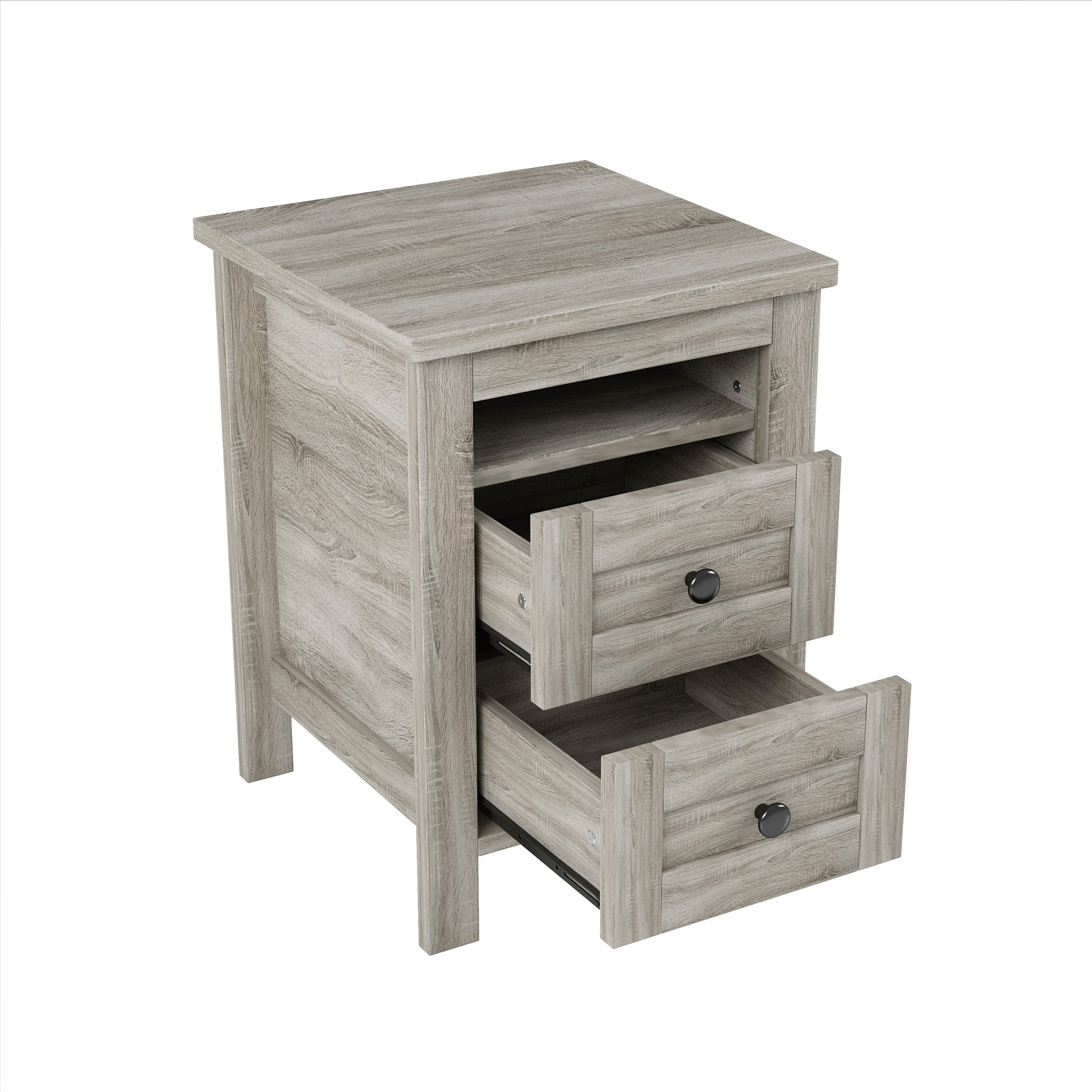3-Pieces Bedroom Sets Queen Size Farmhouse Platform Bed with Double Sliding Door Storage Headboard and Charging Station, Storage Nightstand and Dresser, Antique Gray(Old SKU HL000092AAG) - Grand Goldman Shop