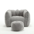Soft Chenille Bean Bag Chair with High Resilient Foam for Living Room and Bedroom, Comfortable Square Lazy Sofa with Footstool for Adults - Grand Goldman Shop