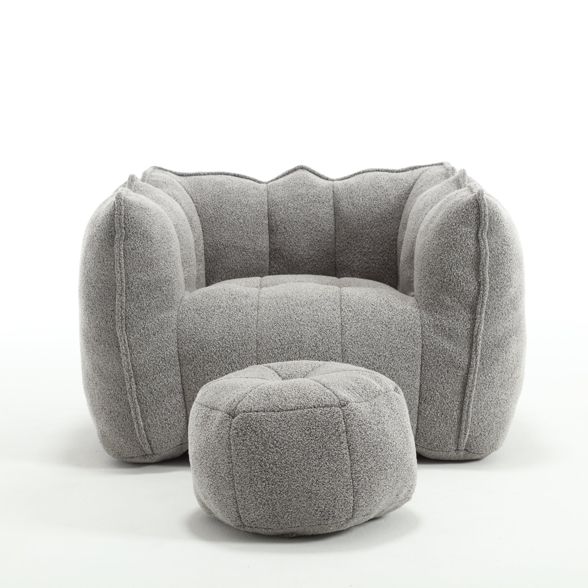 Soft Chenille Bean Bag Chair with High Resilient Foam for Living Room and Bedroom, Comfortable Square Lazy Sofa with Footstool for Adults - Grand Goldman Shop