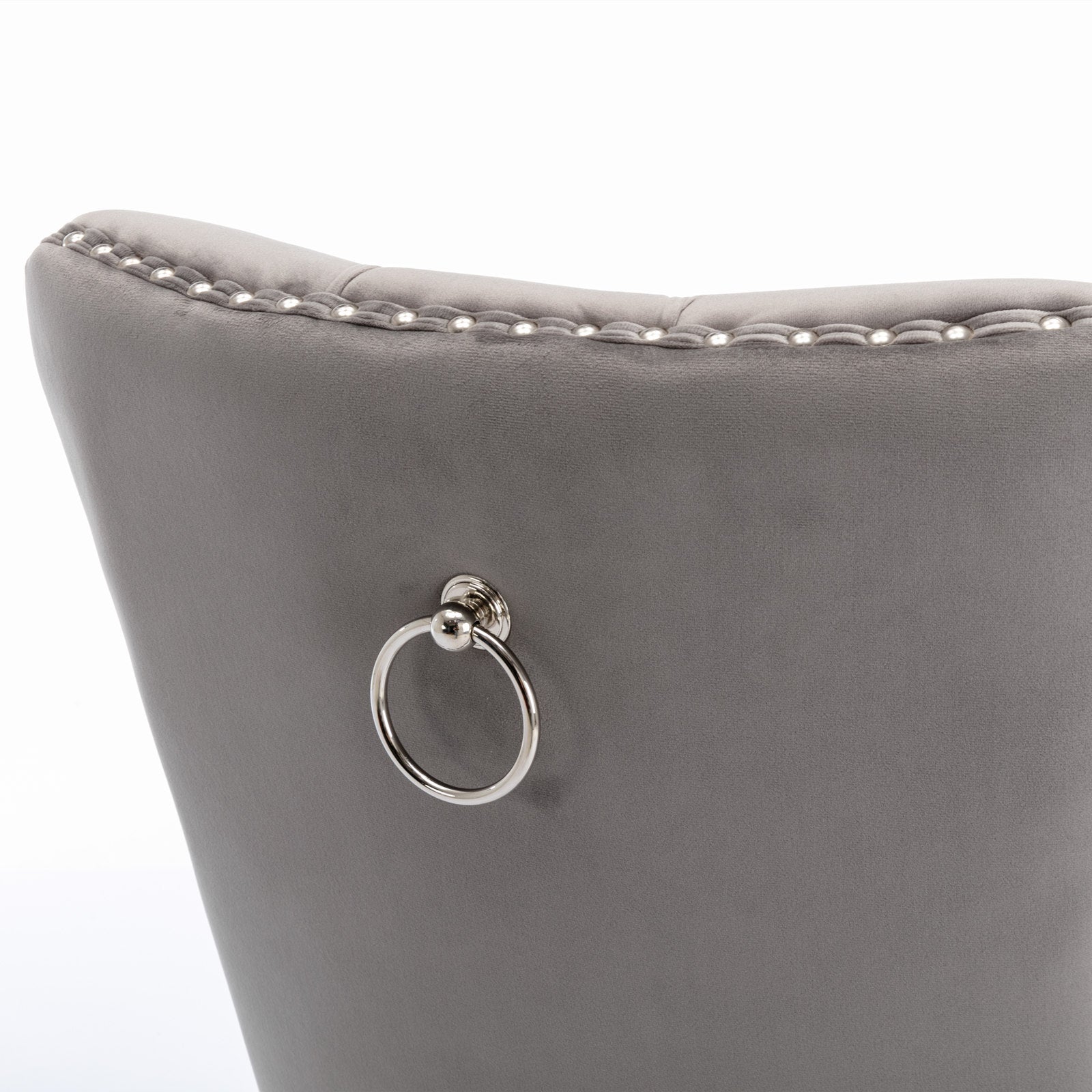 A&A Furniture,Nikki Collection Modern, High-end Tufted Solid Wood Contemporary Velvet Upholstered Dining Chair with Chrome Stainless Steel Plating Legs,Nailhead Trim,Set of 2,Gray and Chrome, SW1701GY - Grand Goldman Shop