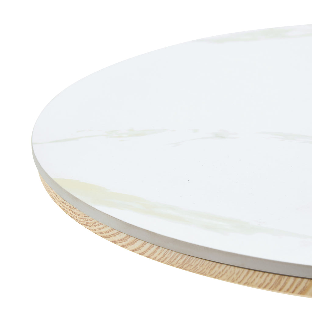 Rock slab circular tabletop non adjustable (39 inches high) bar table, bar table with silver legs and base (white) - Grand Goldman Shop