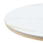 Rock slab circular tabletop non adjustable (39 inches high) bar table, bar table with silver legs and base (white) - Grand Goldman Shop