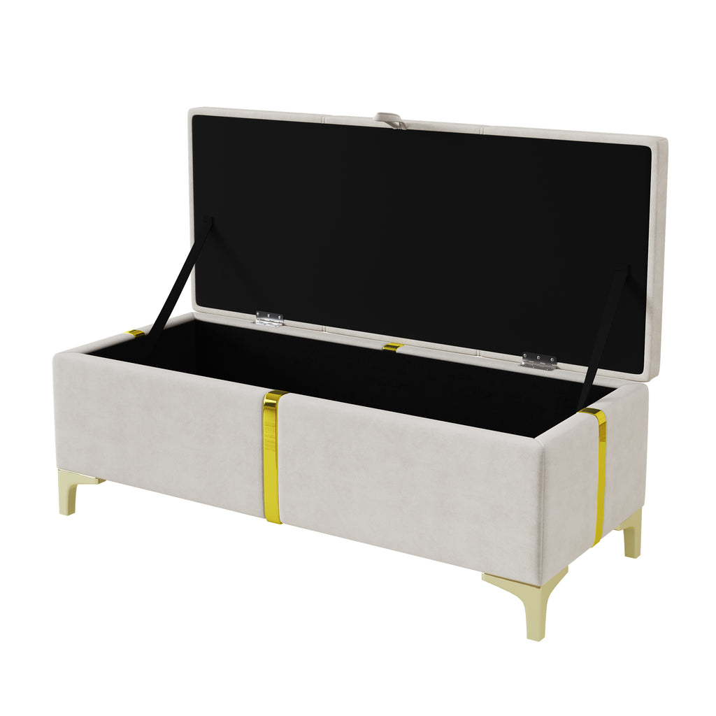 2-Pieces Bedroom Sets,Queen Size Upholstered Platform Bed with Hydraulic Storage System,Storage Ottoman with Metal Legs,Beige(Old SKU:N733S207778A) - Grand Goldman Shop