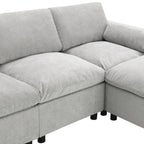 [VIDEO]86.5'' Chenille Modular Sectional Sofa with Storage Pockets, 5 Seat U Shaped Couch Set with Pillows,Free Combination,Modern Cloud Sofa with 2 Movable Ottoman for Living Room,Apartment,3 Colors - Grand Goldman Shop