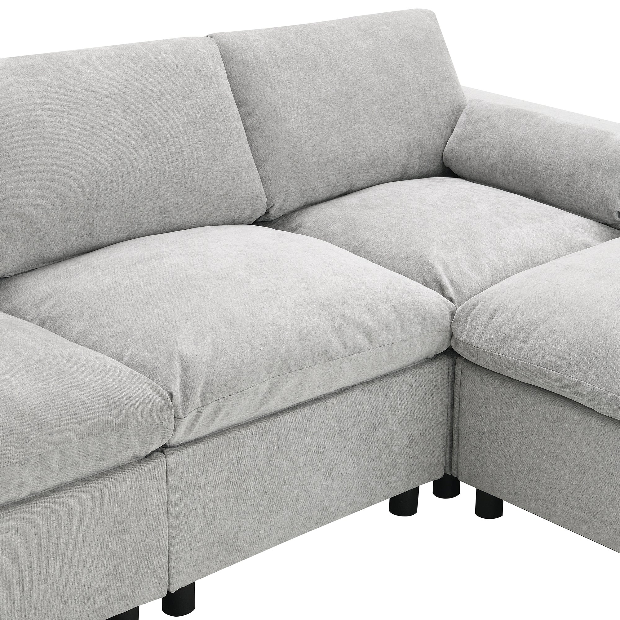 [VIDEO]86.5'' Chenille Modular Sectional Sofa with Storage Pockets, 5 Seat U Shaped Couch Set with Pillows,Free Combination,Modern Cloud Sofa with 2 Movable Ottoman for Living Room,Apartment,3 Colors - Grand Goldman Shop