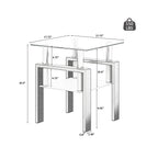 Modern Tempered Glass Tea Table Coffee Table End Table, Transparent/Black, Metal Leg, 17.72 x 17.72 x 20.5 inches - Grand Goldman Shop