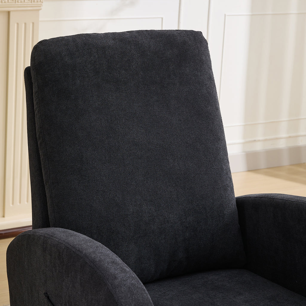27.2'W Rocking Chair for Nursery, Polyester Glider Chair with High Back and Side Pocket, Rocking Accent Armchair with Rubber Wood Legs for Living Room/Bedroom.Black - Grand Goldman Shop
