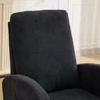 27.2'W Rocking Chair for Nursery, Polyester Glider Chair with High Back and Side Pocket, Rocking Accent Armchair with Rubber Wood Legs for Living Room/Bedroom.Black - Grand Goldman Shop