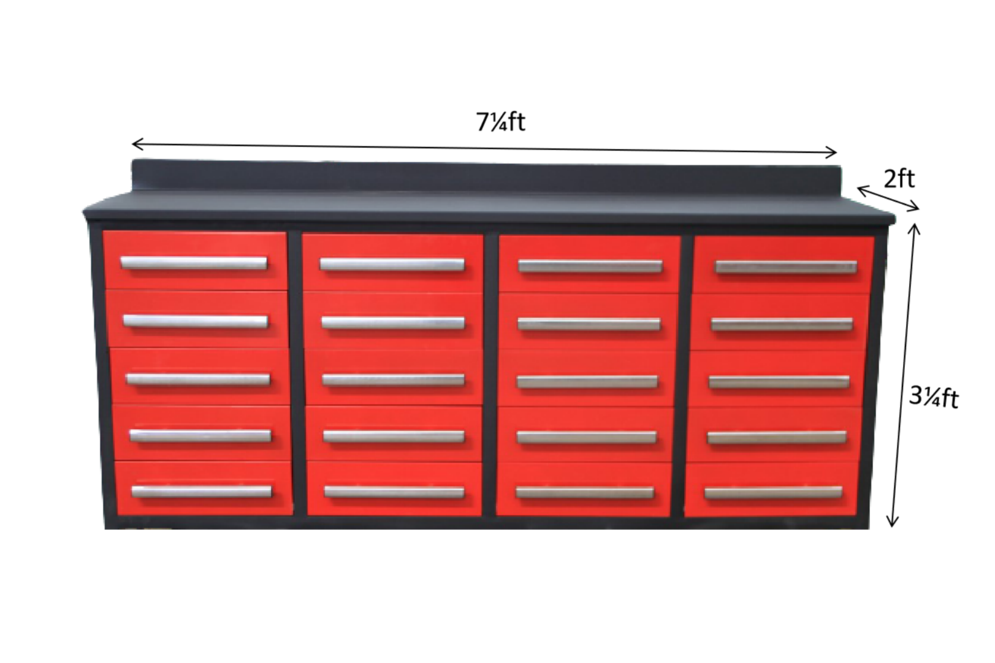 7' Garage Storage Cabinets with Workbench (20 Drawers) - Grand Goldman