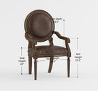 Formal Traditional Armchair Dark Brown Faux Leather Upholstery Nailhead Trim Solid Wood Furniture 1pc Classic Desk Chair - Gr