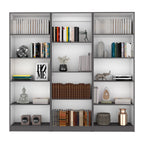 Bartow 3 Piece Home Bookcase set, 74' Wide with 14 Shelves ,  Living Room Set Set Matt Gray - White | Premium Home Decor - Gr