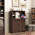 Desk Cabinet, with Storage Drawer & Shelves, Fold-up Desktop, Ideal for Home, Office, Kitchen storage organizer, Dormitory, Small Spaces W31.49'xD13.78'xH47.2' - Grand Goldman Shop