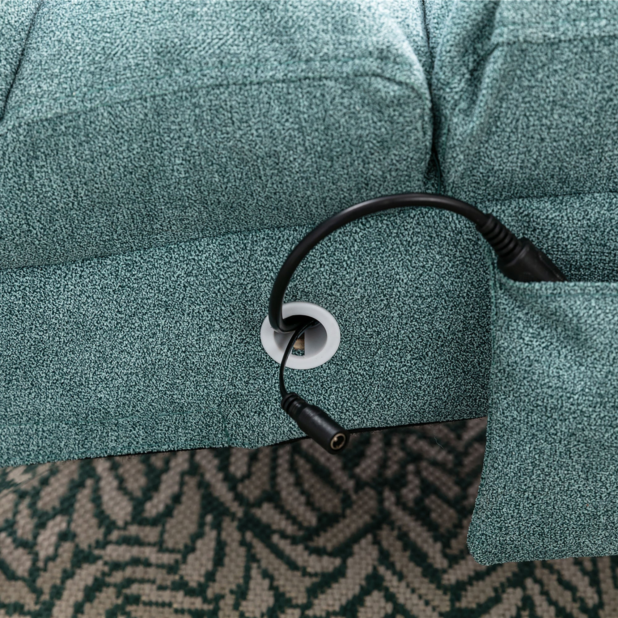 Ergonomic Electric Massage Chaise Lounge with Remote Control, Teal Linen Upholstery, 5 Modes for Relaxation - Grand Goldman Shop