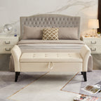 51.5' Bed Bench with Storage Beige Velvet - Grand Goldman Shop