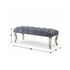 Decor Maxem Tufted Fabric Upholstered Bench Nailhead Trim , Gray - Grand Goldman Shop