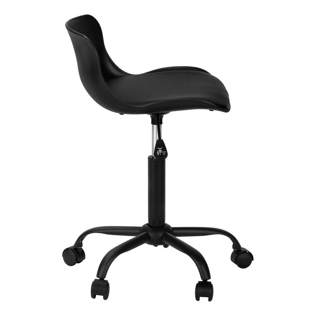 Office Chair, Adjustable Height, Swivel, Ergonomic, Computer Desk, Work, Juvenile, Black Leather Look, White Metal, Contempor