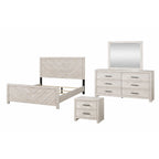 DENVER Modern Queen 4-Piece Bedroom Set with Bed, Dresser, Mirror and Nightstand, Natural Finish, Contemporary Storage Furniture Set - Grand Goldman Shop