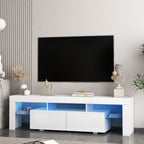 High gloss TV Stand with LED Lights for TVs up to 65'', Modern TV Console with Storage Cabinets for Living Room - Grand Goldman Shop
