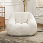 Comfy Bean Bag Chair with Memory Foam Filler – Tufted Soft Stuffed Bean Bag Sofa for Dorm, Apartment, or Living Room – White - Grand Goldman Shop