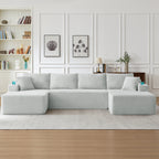 Compressible U-Shaped Sectional Sofa Set,Minimalist Style Modular Sectional Sofa, Corduroy Fabric Cloud Couch for Living Room - Grand Goldman Shop