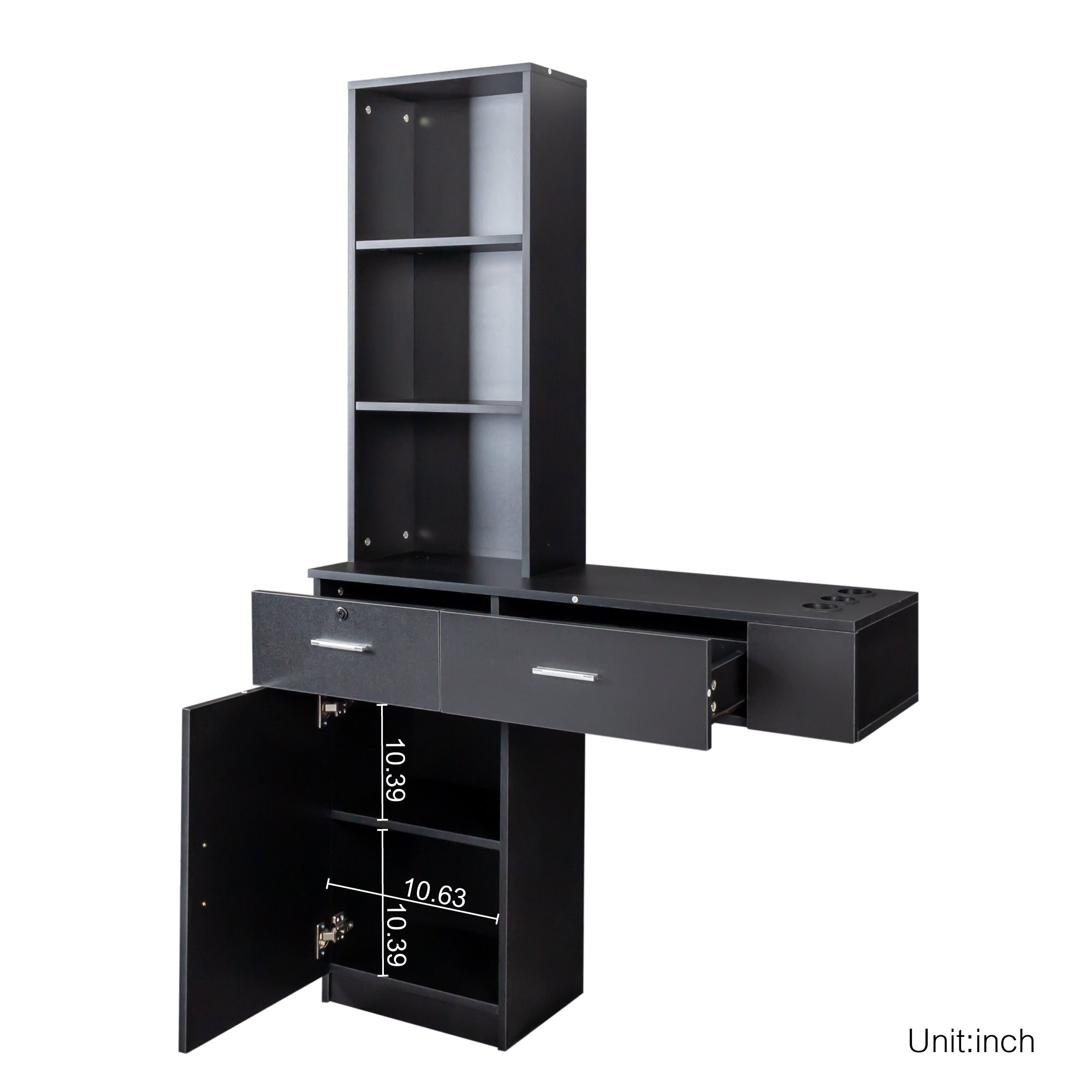 Black modern simple hair desk, multi-layer storage, large storage space - Grand Goldman Shop