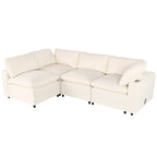 U-style Upholstered Modular Sofa with  with Storage Space, USB Charge Ports,Wireless Charging and Built-in Bluetooth Speaker in Arm,Sectional sofa for Living Room Apartment.[old sku:WY000317AAA] - Grand Goldman Shop