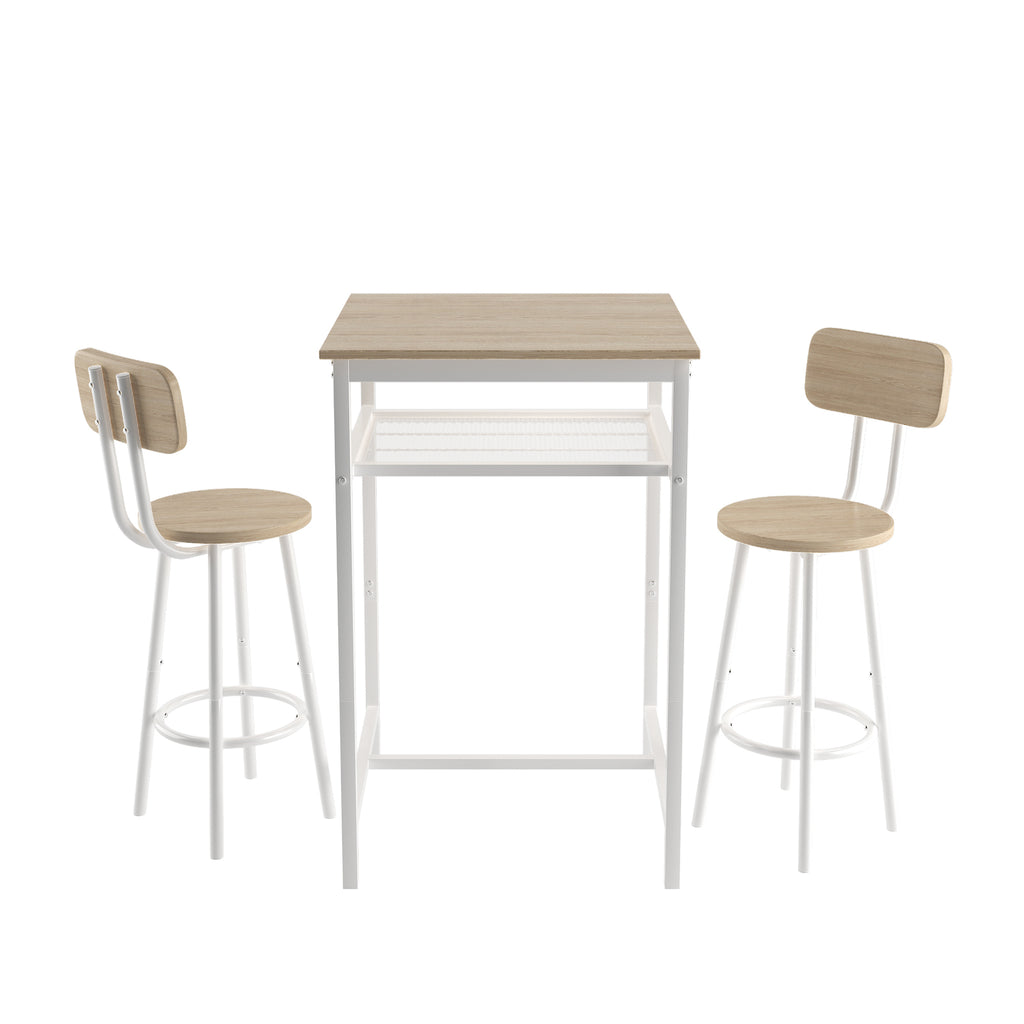 Bar table, equipped with 2 bar stools , with backrest and partition (beige) - Grand Goldman Shop