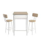 Bar table, equipped with 2 bar stools , with backrest and partition (beige) - Grand Goldman Shop