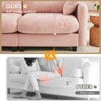 Loveseat Cloud Sectional Couches Chenille Fabric,Quilted Pleated Design, Ergonomic Design,High-Density Foam Easy Install Elegant Armrests High Quality Wooden Base,Fits Living Rooms,Pink - Grand Goldman Shop
