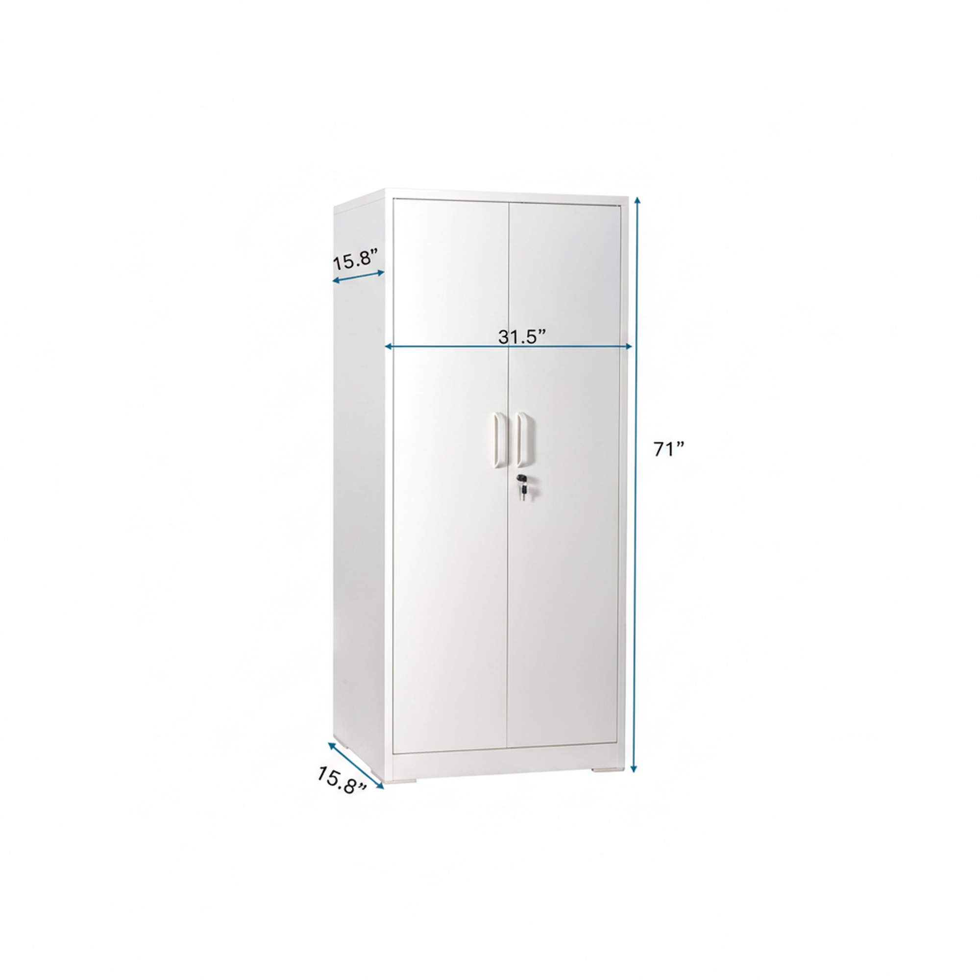 Ironclad 71' Cream White Metal Storage Cabinet with Locking Doors and 4 Adjustable Shelves, Heavy-Duty Steel for Garage, Laun