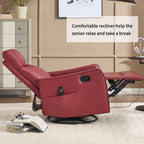 Red Faux Leather Heat Massage Manual Recliner Chair with Rocker and Swivel for Living Room - Grand Goldman Shop