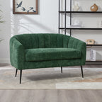 Modern Glam Green Chenille Mini Loveseat Accent Couch with Metal Legs, 50.2'' Wide Channel Tufted 2-Seater Sofa for Small Spaces - Grand Goldman Shop