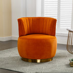 360 Degree Swivel Cuddle Barrel Accent Sofa Chair, Fluffy Velvet Round Armchair, Orange, 25.20'' x 25.59'' x 26.38'' - Grand Goldman Shop