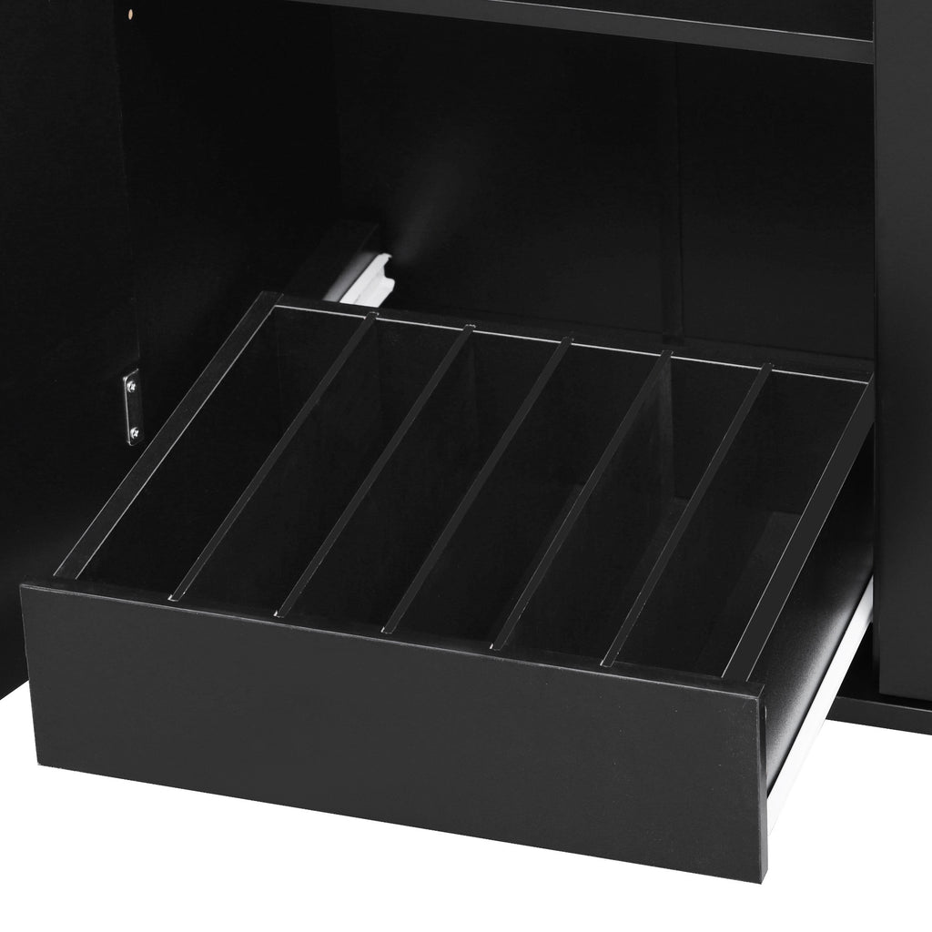 K&K 47.2' Farmhouse Kitchen Island with Drop Leaf, Kitchen Storage Island with Removable Side Racks, Two Drawers, Rolling Kitchen Cart on Wheels with Towel Rack, for Home, Kitchen, Dining Room, Black - Grand Goldman Shop