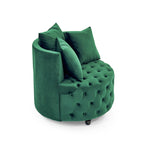 Modern Glam Velvet Upholstered Swivel Chair with Button Tufted Design and Wheels, Green - Grand Goldman Shop