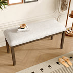 Upholstered Bench for Bedroom End of Bed,38-inch Entryway Bench for Living Room,Dining Bench with Padded Seat and Solid Wood Leg for Kitchen Bedroom,Indoor and Hallway (Bench, Beige+Brown) - Grand Goldman Shop