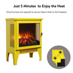 18 inch Freestanding Electric Fireplace Stove heater with 3D Flame effect,Lemon Yellow - Grand Goldman Shop