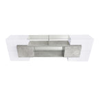 ON-TREND Unique Shape TV Stand with 2 Illuminated Glass Shelves, High Gloss Entertainment Center for TVs Up to 88', Versatile TV Cabinet with LED Color Changing Lights for Living Room, Grey - Grand Goldman Shop