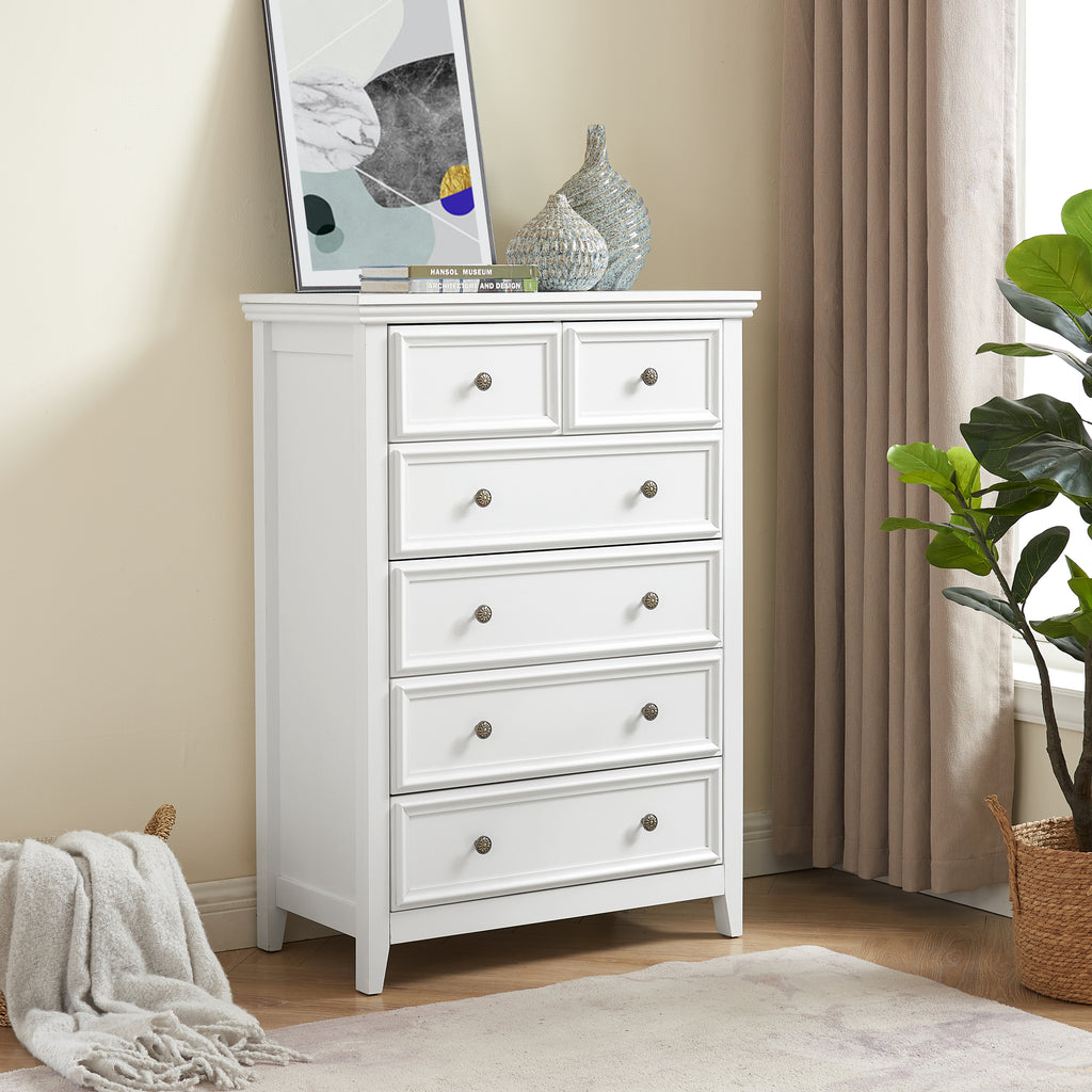 Modern 6 Drawers Dresser 6 Drawers Cabinet,Chest of Drawers Closet Organizers and Storage Clothes Storage Drawers Cabinet for Living Room, Farmhouse Dresser Organizer white - Grand Goldman Shop