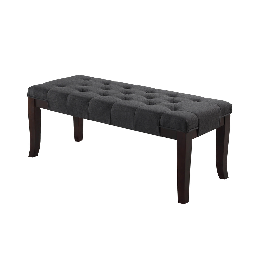 Linon Tufted Bench, Fabric, Gray - Grand Goldman Shop