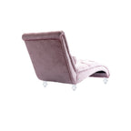 Velvet Chaise Lounge Indoor, Button-Tufted Upholstered Chaise Lounge Chair with Pillow in Pink Velvet, Comfortable Seating for Bedroom Living Room Office - Grand Goldman Shop