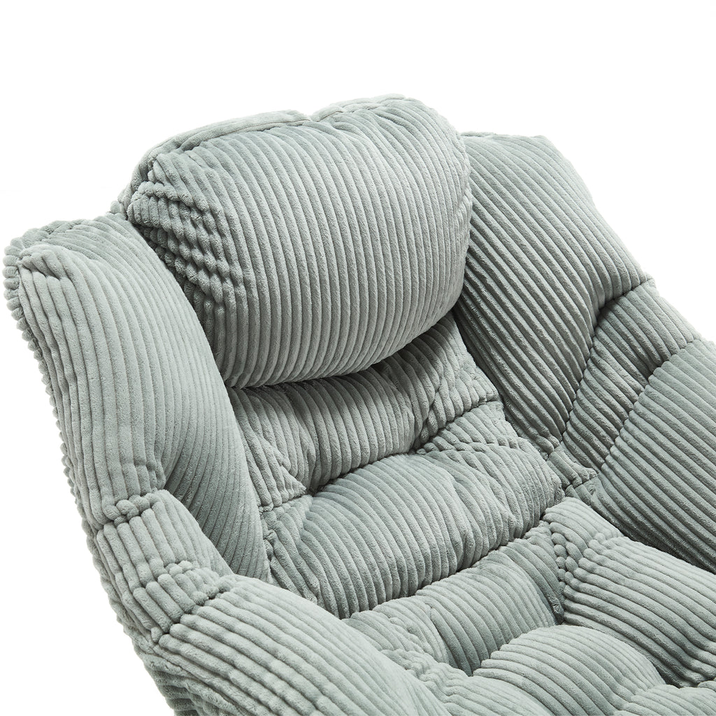 Lazy Chair with Ottoman, Modern Lounge Accent Chair with Armrests and a Side Pocket, Leisure Upholstered Sofa Chair Reading Chair with Footrest for Small Space, Corner Chair-Light green - Grand Goldman Shop