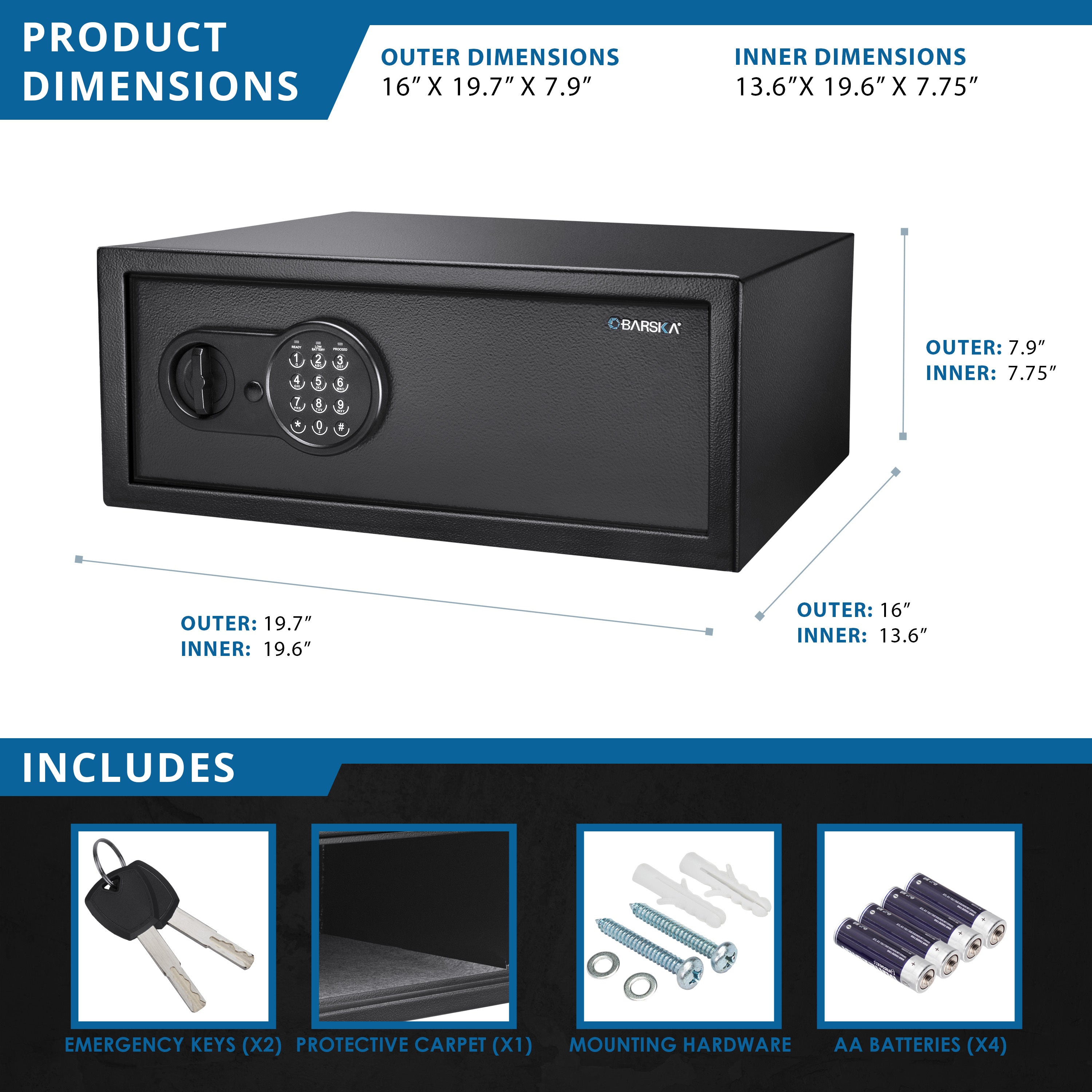 Digital Keypad Security Safe with Quick Access in Black Steel, 1.2 Cu Ft - Grand Goldman