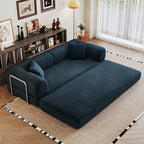 78.8' Compression Sofa,Convertible Floor Sofa Bed-with Pillow Back Support Armrest,Comfy Futon Couch Sleeper Bed,Loveseats Boneless Modular Sectional Sofa,Corduroy fabric,for Living Room,Bedroom,Blue - Grand Goldman Shop
